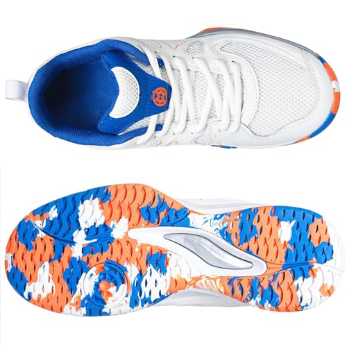 Sisttke Men's Badminton Pickleball Tennis Shoes White/Dark Blue