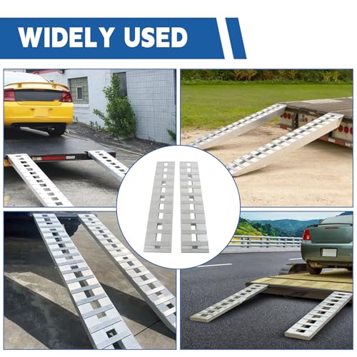 2PCS 60 Inch x 12 Inch Aluminum Trailer Loading Ramps - 6000 lbs Capacity with Beavertail Hook End