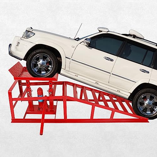 2 Pack Hydraulic Car Ramps 5T 10000lbs Low Profile Car Lift Service Ramps Truck Trailer Garage,Height Hydraulic Vehicle Ramps (Red)