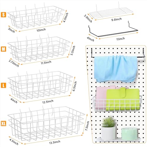 95-Piece Pegboard Accessories Set with Hooks, Cups, Wire Shelf, Tissue Box, Clothes Board for Garage, Workshop (Clear)