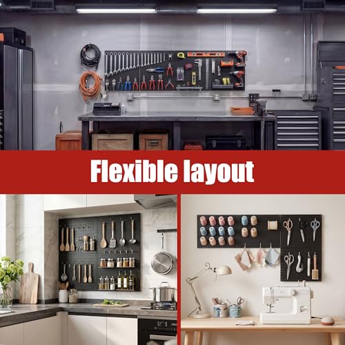 7S garage Heavy Duty Peg Board, 4 Pack Metal Pegboard Panels with 50 Hooks