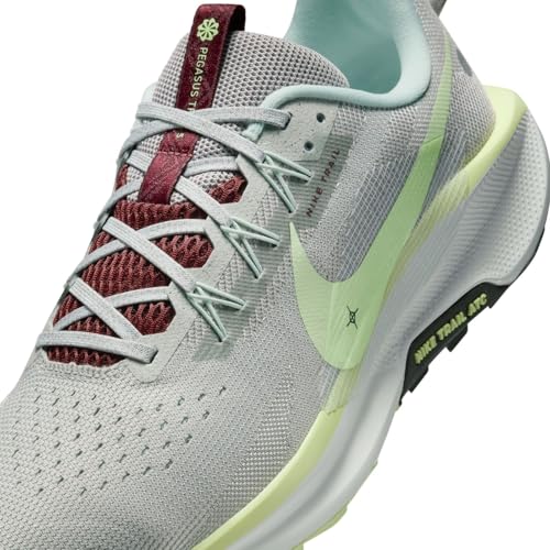 Nike Pegasus Trail 5 Men's Trail Running Shoes (DV3864-004, Light Silver/College Grey/Dark Team Red/Barely Volt) Size 9
