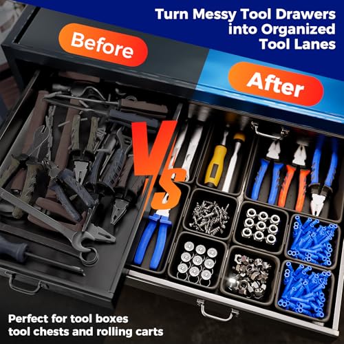 16 PCS Extra Small Parts Organizer Trays for Nuts, Bolts, Screws, Washers and Electrical Connectors, Desk Drawer Organzier Bins for Toolbox, Hardware Cabinet and Workbench (XS_16pcs_Black)