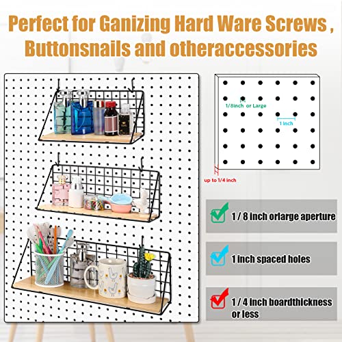 Coume Pegboard Shelves with Steel Pegboard Brackets and Hooks Tool Organizer Storage Tray Garage Basket Storage Display Accessories (Black)