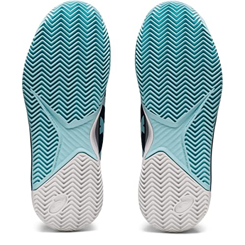ASICS Resolution 8 Clay Women's Sand Court Tennis Shoe Grey White, Light Indigo Clear Blue, 9 US