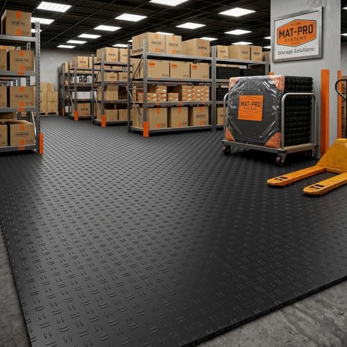 VEVOR Garage Floor Tiles 12 x 12 x 0.53 inch, Interlocking Design Ease of Installation Double-Sided Texture Non-Slip Sturdiness, for Garages, Basements, Repair Shops, Black, 50 Pack