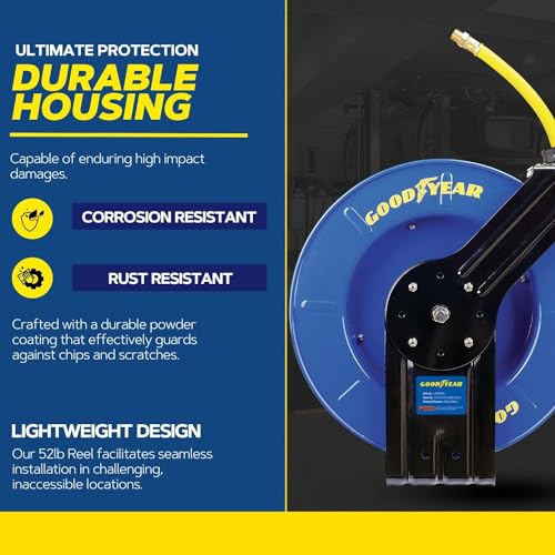 Goodyear Air Hose Reel Retractable 1/2" Inch x 65' Foot