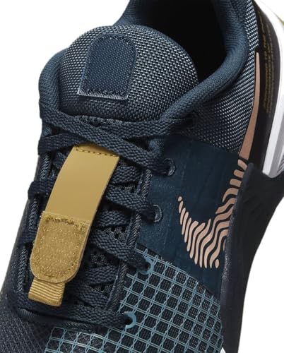 NIKE Metcon 8 Men's Trainers Gym Fitness Workout Shoes, Armory Navy Obsidian Cerulean Arctic Orange, 9