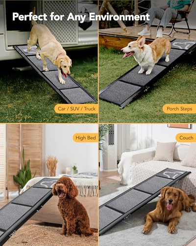 PetThem Dog Ramp for Cars, 63" L × 17" W, Lightweight Foldable