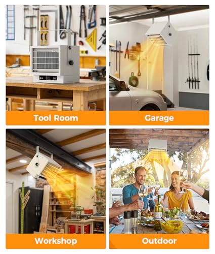 Oylus Electric Garage Heater for Indoor Use - 5000W, 240V Wall/Ceiling/Floor Mounted Shop Heater, Dual Overheat Protection & 3 Adjustable Angles, Industrial Heavy-Duty Heaters for Workshop, Warehouse
