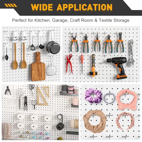 WIESVOP Pegboard Hooks, 25 Pack 4 inch Peg Board Organizer Accessories for Hanging Fit 1/8" Metal Peg Board Hooks for Garage, Workshop, Office, Craft Storage, Kitchen