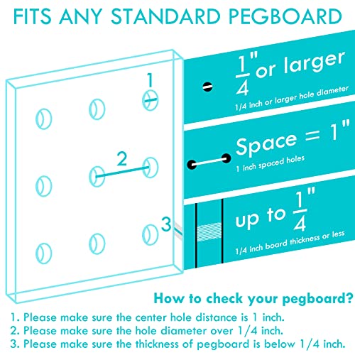 Pegboard Shelf Hooks, 4 Pack Metal Utility Hook Set, 1/4 inch Peg Board Organizer Accessories, Shelves and Baskets Brackets, Display and Storage Rack for Garage Art Craft Room Office (Silver, 6")
