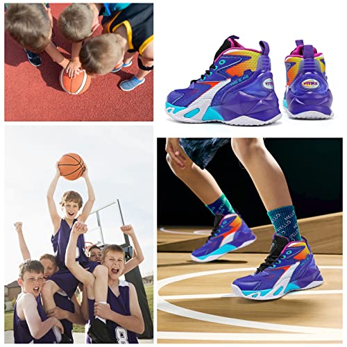 VITUOFLY Kids Basketball Shoes Boys Sneakers Girls Mid-top Sports Shoes