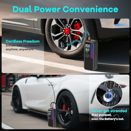 WEOLULI Tire Inflator Portable Air Compressor, 150 PSI Cordless Air Pump