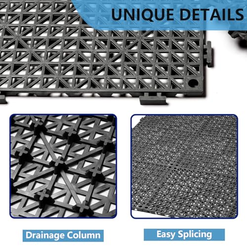 12” x 12” Drainage Interlocking Floor Mats 12 Pack for Outdoor and Indoor