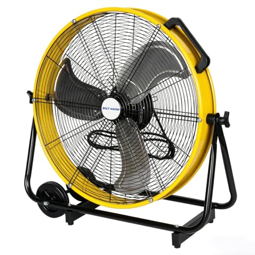 BILT HARD 24" 8100 CFM High Velocity Industrial Drum Fan, 3-Speed Heavy Duty Metal Shop Fan for Warehouse, Workshops, Garage, Factory and Basement