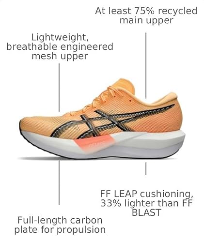 ASICS Unisex Magic Speed 5 Running Shoes, 10.5M / 12W, Orange Glow/Black