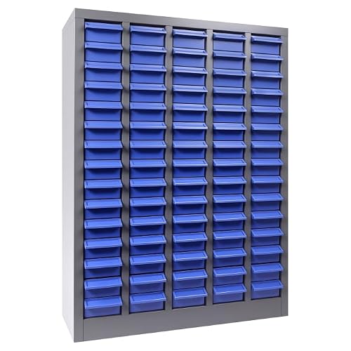 75-Drawer Bolt Bin Cabinet with Label Holders and Dividers, Nuts and Bolts Organizer for Screws, Fasteners and Small Hardware, Parts Storage for Garage, Workshop, Home Office