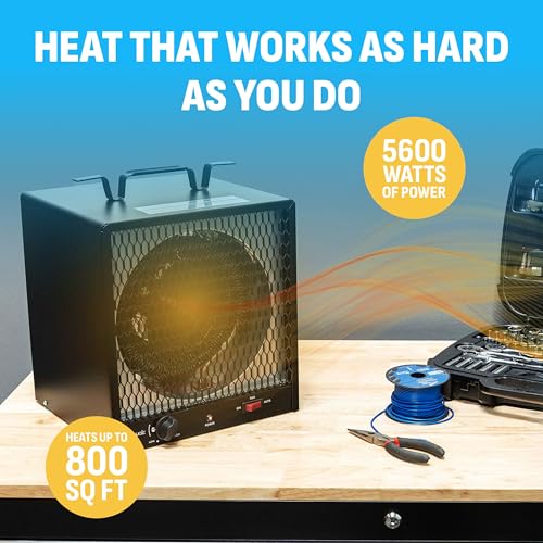 NewAir Electric Space Heater for Garage | Portable Heaters for Indoor Use | Ideal 240V Industrial Heater for Shop, Shed and Warehouse during Winter | Black