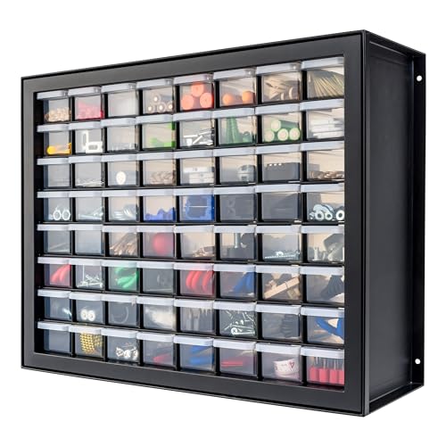 IRIS USA 64-Drawer Screw Organizer, Hardware Storage, Made in USA, Black