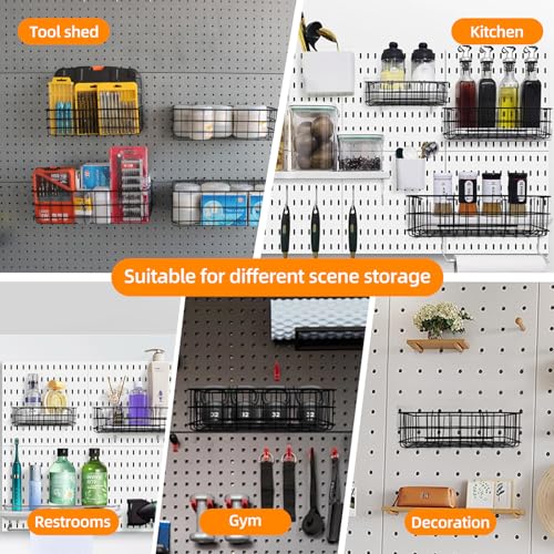 NOEAIKE 4 Pack Metal Pegboard Baskets Organizer Hooks for Garage Workshop