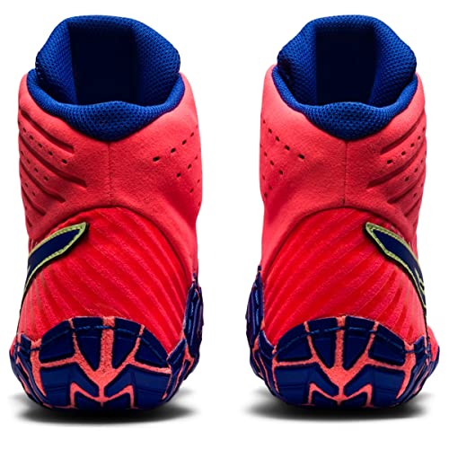 ASICS Men's Aggressor 4 Wrestling Shoes, 10.5, Blazing Coral/Lapis Lazuli Blue