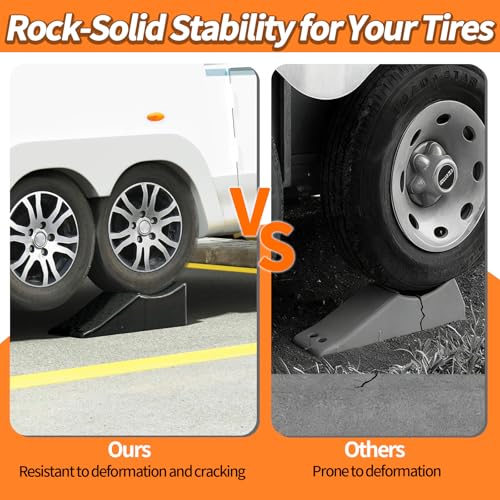 Oivjckx 2 Piece Tandem Wheel Ramp, Portable Car Service Ramp, 5.5in Tire Lift Trailer Wheel Jack RV Flat Tire Ramp, for Routine Tire Replacement Repairs
