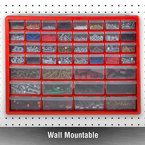 Storage Drawers-44 Compartment Organizer Desktop or Wall Mountable Container for Hardware, Parts, Craft Supplies, Beads, Jewelry, and More by Stalwart