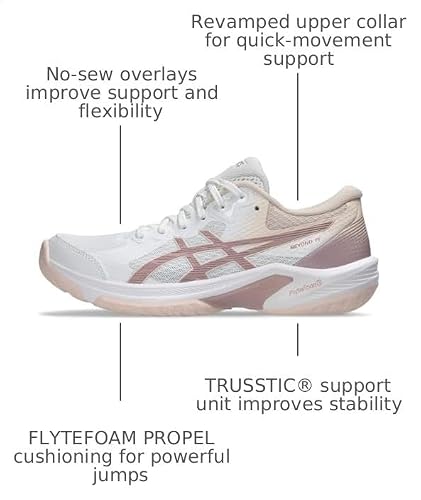 ASICS Women's Beyond FlyteFoam Volleyball Shoes, 9.5, White/MORGANITE