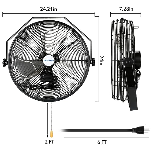 BILT HARD 20 inch Industrial Wall Fan, 4600 CFM, 3-Speeds High Velocity Wall Mount Fan with Sealed Motor, 2 Pack