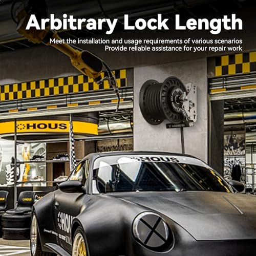 Retractable Air Hose Reel - 1/4" x 23 FT Braided Protective Shell Hose - Heavy Duty Alloy Steel Reel with Automatic Rewind, 450 PSI Max, 1/4" NPT Quick Coupler - Wall/Ceiling Mount for Garage