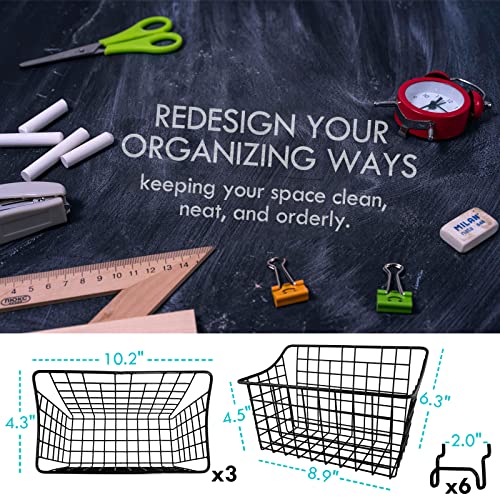 Pegboard Baskets With Hooks, 3 Pack Peg Board Wall Organizer Set (Black)