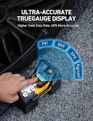 AstroAI Tire Inflator Portable Air Compressor 12V DC Air Pump Digital Gauge