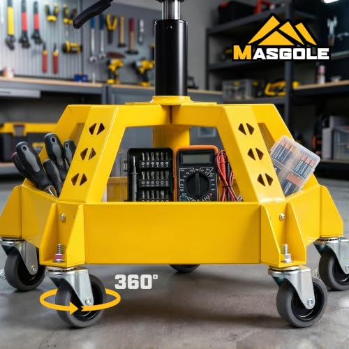 Rolling Shop Stool with Wheels for Garage, Height Adjustable Mechanic Stool Seat with Backrest and Tool Tray Storage for Workshop, Heavy Duty 330 LBS Capacity Padded Work Garage Chair, 360° Swivel