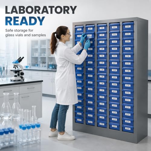 Small Parts Storage Cabinet, 75 Drawer Steel Bolt Nut Hardware Organizer with Dividers & Labels, Heavy Duty Garage Tool Storage Rack for Workshop Screw Fastener Organization