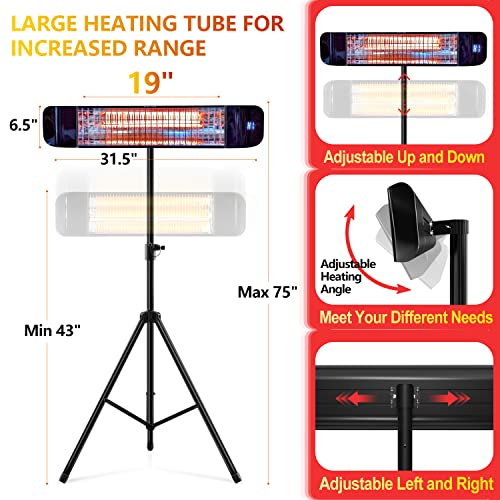 Paraheeter Outdoor Electric Infrared Patio Heater, 1500W