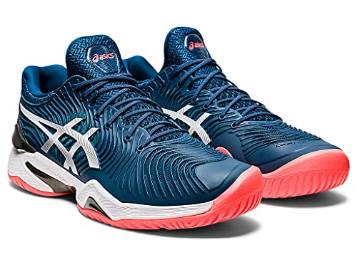 ASICS Men's Court FlyteFoam Tennis Shoes, 7, MAKO Blue/White