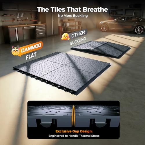CAMMOO Upgraded V2.0 Garage Floor Tiles 12"x12", Graphite Gray