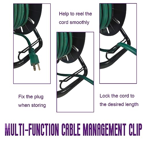 GREATIDE Heavy Duty Extension Cord Storage Reel with 4Grounded Outlets, 10A Circuit Breaker, Retractable Hand Wind, Portable Empty Hand Crank Open Cord Reel for 12/3 14/3 16/3 Gauge Power Cord, Green