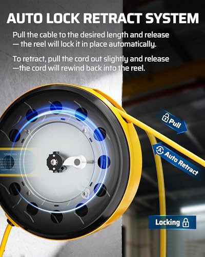 DEWENWILS 30FT Retractable Extension Cord Reel, Ceiling/Wall Mount