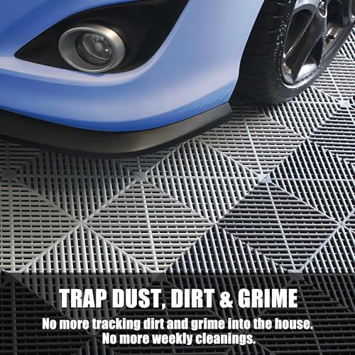 GOSLARLIT 20 PCS Interlocking Garage Floor Tiles, 15.7" x 15.7", Black