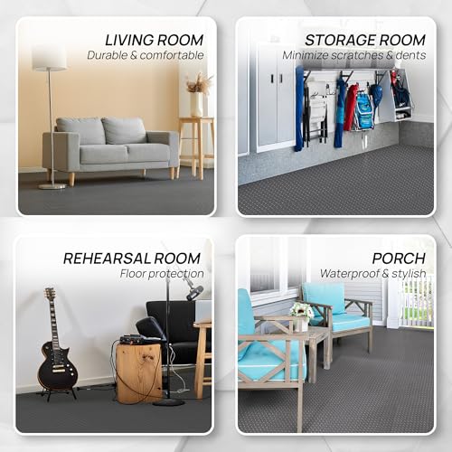 Yes4All EVA Interlocking Mats, Puzzle Floor Tiles, Foam Floor Padding with Border for Furniture, Home Space, Living Room, Garage 11,15,32,99 SQFT