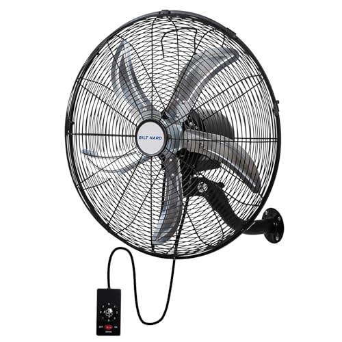 BILT HARD 20" Oscillating Wall Mount Fan, 3-Speed 5900 CFM High Velocity Wall Mounted Fan with Wired Remote, Heavy Duty Industrial Wall Fan for Commercial, Garage and Warehouse