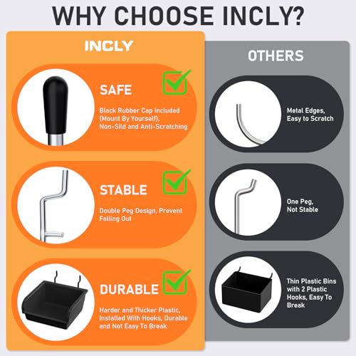 INCLY 280PCS Upgraded Pegboard Hooks Assortment with Bins & Cups