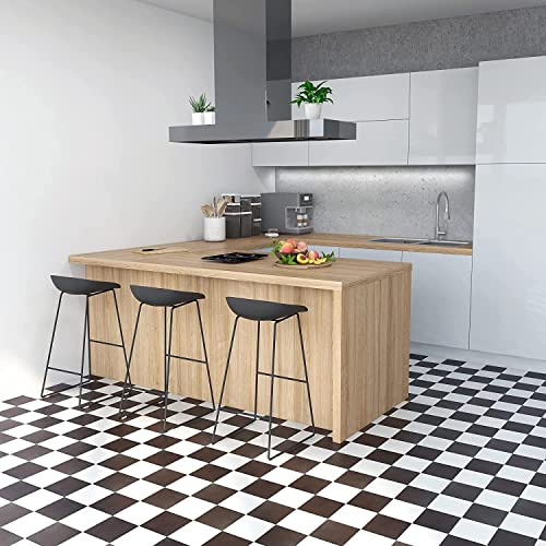 Nexus Self Adhesive 12-Inch Vinyl Floor Tiles, 20 Tiles - 12" x 12", Black/White Pattern - Peel & Stick, DIY Flooring for Kitchen, Dining Room, Bedrooms & Bathrooms by Achim Home Decor