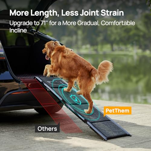 PetThem Dog Ramp for Cars, 71" L × 17.2" W, Extra-Long Foldable