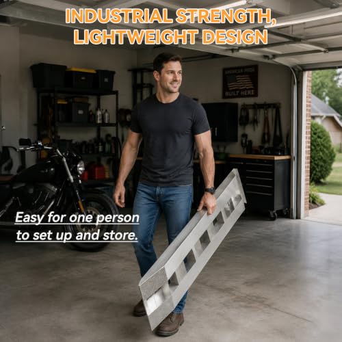 FULUPET 2PCS 58''x14'' Heavy Duty Aluminum Trailer Ramps, 6000lbs Capacity Loading Ramps with Extra Wide Flat Surface, Lightweight for ATV, UTV, Lawn Mower and Tractor (58''x14'')