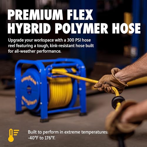 Goodyear Retractable Air Hose Reel, 3/8" x 100 Feet, 300 PSI