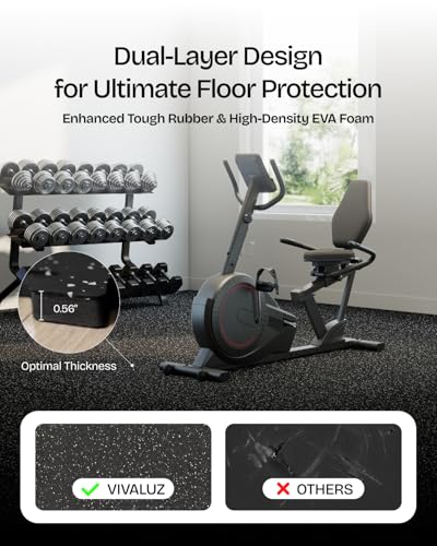 VIVALUZ 0.6" Thick 48 Sq Ft Rubber Top Gym Flooring Mats for Home Gym