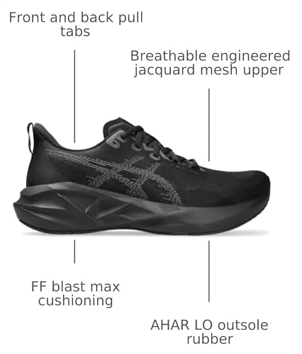 ASICS Men's NOVABLAST 5 Running Shoes, 9.5, Black/Carrier Grey
